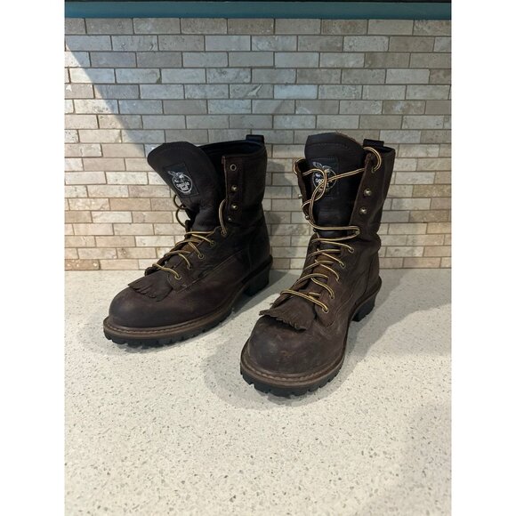GEORGIA MEN'S 8" LOGGER WATERPROOF Steel TOE BOOTS Men’s 11.5 - PREOWNED - Picture 1 of 5